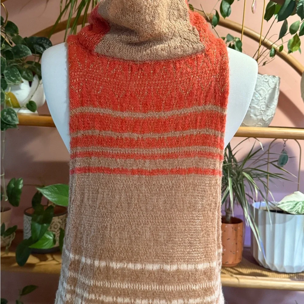 Free People Multicolor Knit Sleeveless Metallic Turtleneck Long Maxi Tunic Small